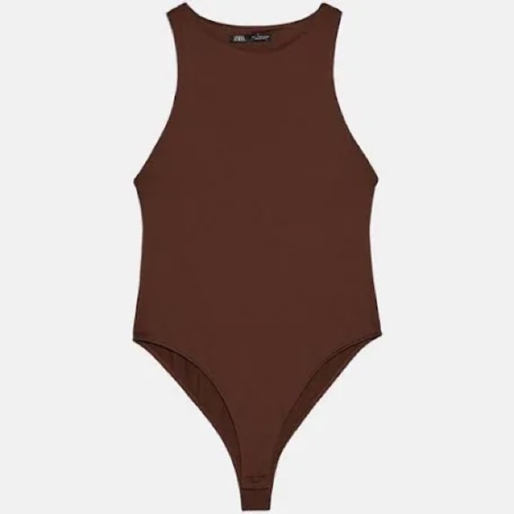 Zara High Neck Bodysuit - Brown